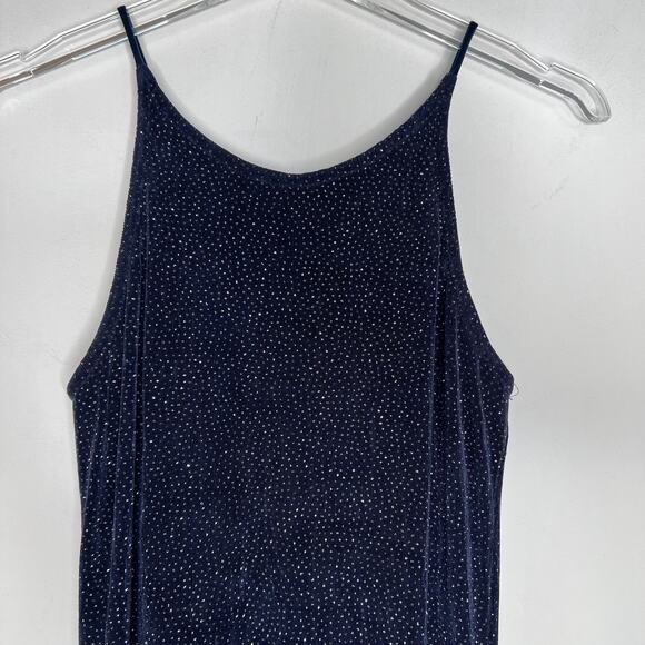 Cache Vintage Y2K Navy Glitter Gown Maxi Dress Small - Picture 4 of 7